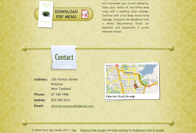 Silverfern Spa Studio: Page footer