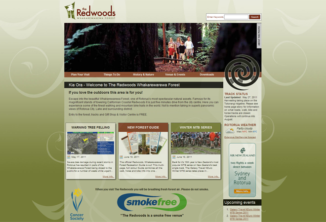 The Redwoods, Rotorua: The original Redwoods website