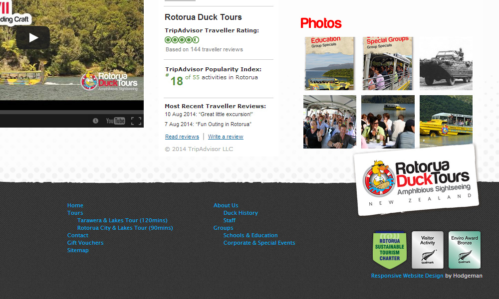 Rotorua Duck Tours: v2015 - Footer detail