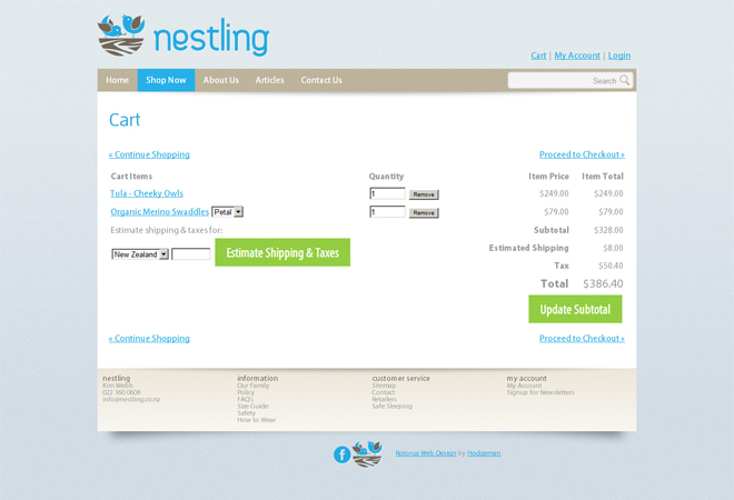 Nestling: Shopping cart